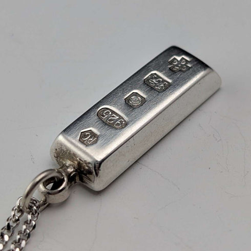 2000 British pure silver ingot pendant, 10.3g, with pure silver necklace, RC