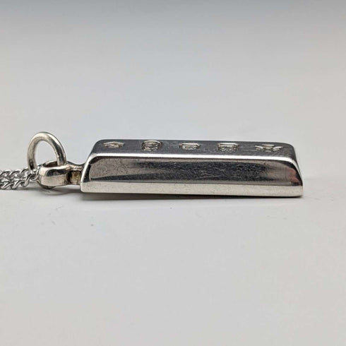 2000 British pure silver ingot pendant, 10.3g, with pure silver necklace, RC