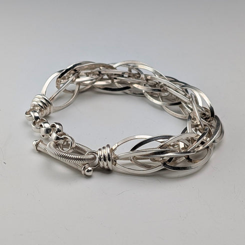 Vintage sterling silver extra thick weave chain bracelet 31g