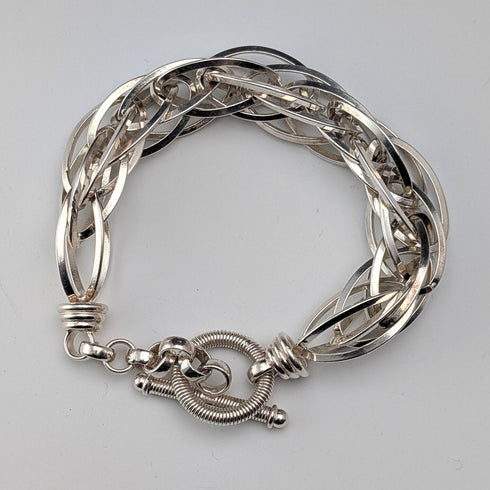 Vintage sterling silver extra thick weave chain bracelet 31g