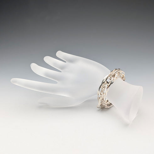 Vintage sterling silver extra thick weave chain bracelet 31g