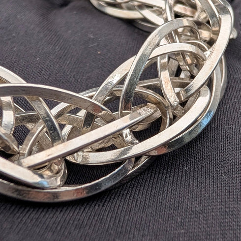 Vintage sterling silver extra thick weave chain bracelet 31g