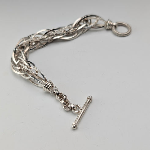 Vintage sterling silver extra thick weave chain bracelet 31g