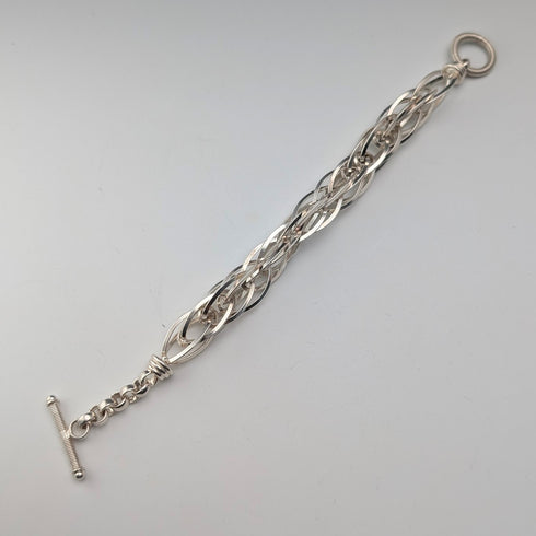 Vintage sterling silver extra thick weave chain bracelet 31g