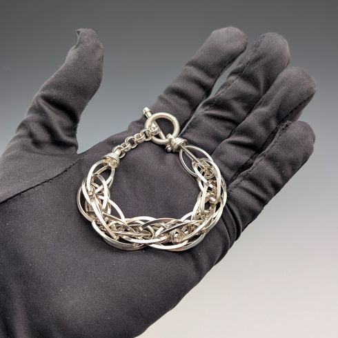 Vintage sterling silver extra thick weave chain bracelet 31g