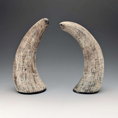 Vintage Horn Scale Decoration Object Pair Figurine