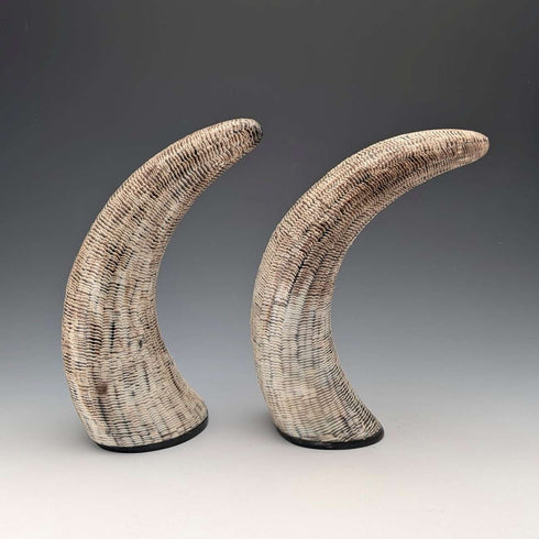 Vintage Horn Scale Decoration Object Pair Figurine