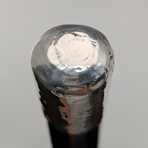 1897年 英国アンティーク ブラックシャフト 純銀製ロンデルハンドル ステッキ 90cm GL&Co