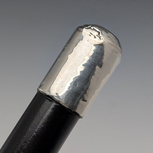 1897年 英国アンティーク ブラックシャフト 純銀製ロンデルハンドル ステッキ 90cm GL&Co