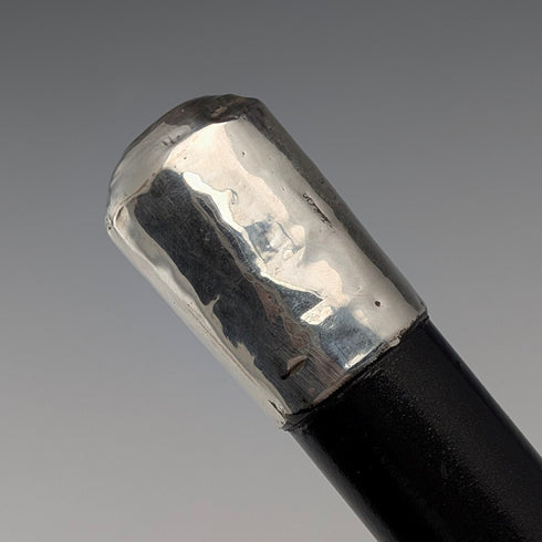 1897年 英国アンティーク ブラックシャフト 純銀製ロンデルハンドル ステッキ 90cm GL&Co