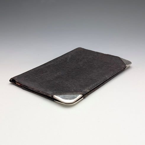 1895年英國古董純銀皮革雙折錢包,亨利馬歇爾設計