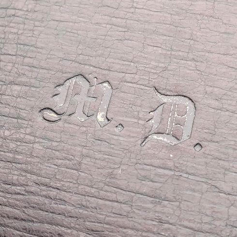 1895年英國古董純銀皮革雙折錢包,亨利馬歇爾設計