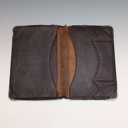 1895年英國古董純銀皮革雙折錢包,亨利馬歇爾設計