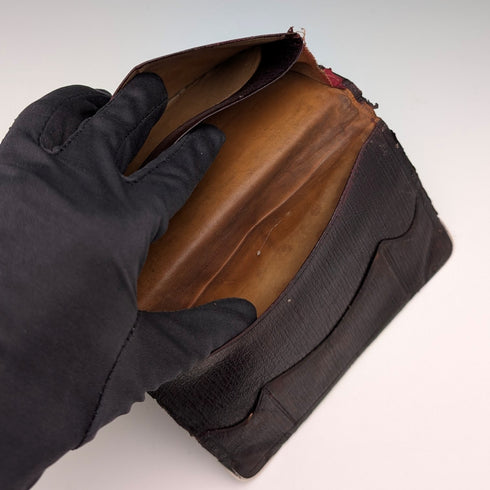 1895年英國古董純銀皮革雙折錢包,亨利馬歇爾設計