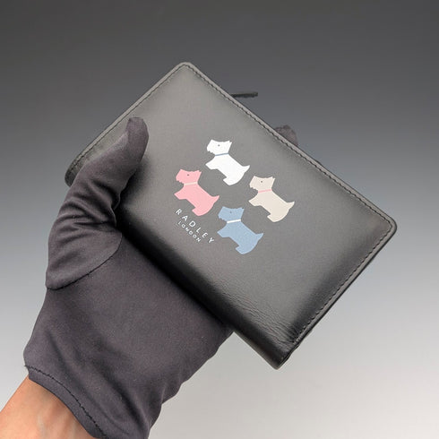 Radley London 黑色牛皮雙折錢包 蘇格蘭梗款