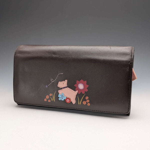 英国Radley 牛革ブラウン レザーウォレット 長財布 スコティッシュテリア