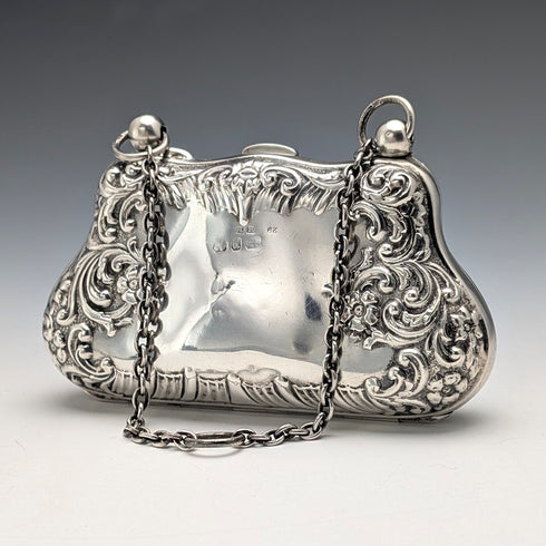 1898年英國古董純銀硬幣盒,帶有亨利·馬修斯設計的鏈條