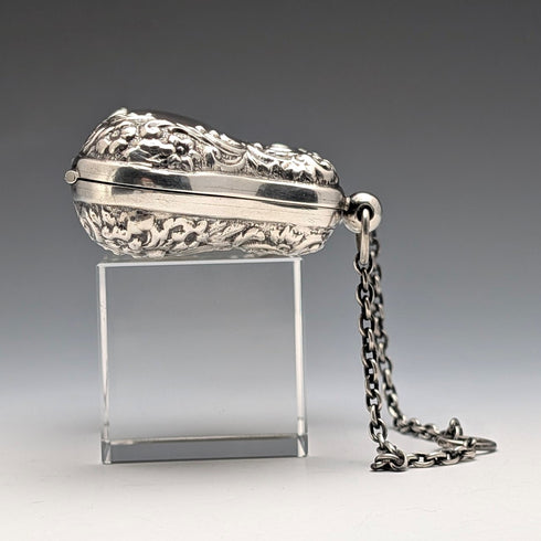 1898年英國古董純銀硬幣盒,帶有亨利·馬修斯設計的鏈條