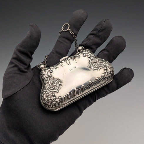 1898年英國古董純銀硬幣盒,帶有亨利·馬修斯設計的鏈條