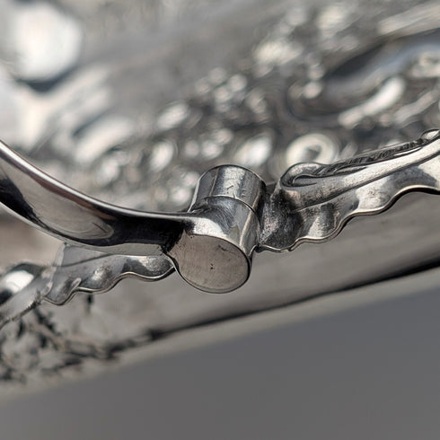 英国アンティーク 後期ビクトリアン シルバープレート製 可動ハンドルバスケット