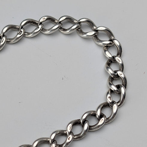 約 1915 年英國古董純銀阿爾伯特鏈,36 克,手繪鳥形錶鍊