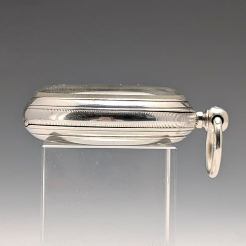 1881年 英国アンティーク John Cowgill 純銀ケース 鍵巻き 懐中時計 直径53mm 動作良好