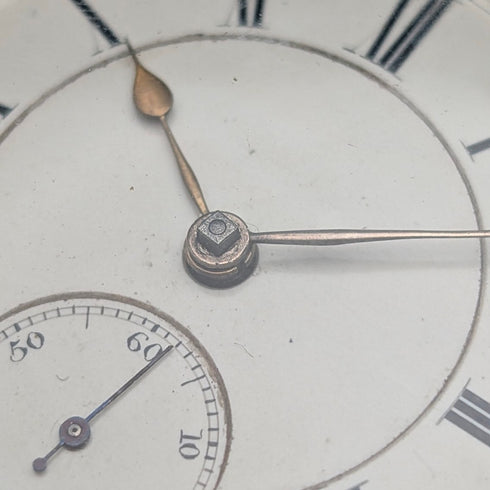 1881年 英国アンティーク John Cowgill 純銀ケース 鍵巻き 懐中時計 直径53mm 動作良好