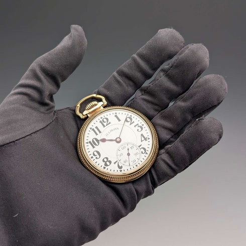 1927 年伊利諾伊 Van Special,60 小時動力儲備,鍍金錶殼,懷錶,鐵路錶,運作良好。