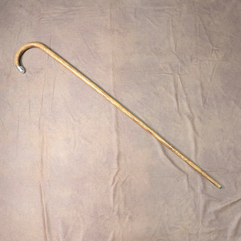 1919 British Antique Brown Shaft, Curved Handle, Pure Silver Decorated Lightweight Walking Stick, 82cm