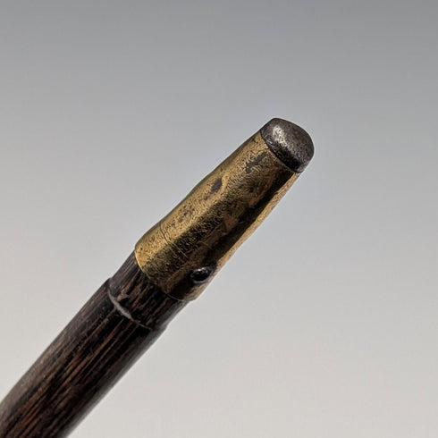 1908 British Antique Brown Shaft, Curved Handle, Pure Silver Decorated Lightweight Walking Stick, 80cm