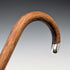 1919 British Antique Brown Shaft, Curved Handle, Pure Silver Decorated Lightweight Walking Stick, 82cm
