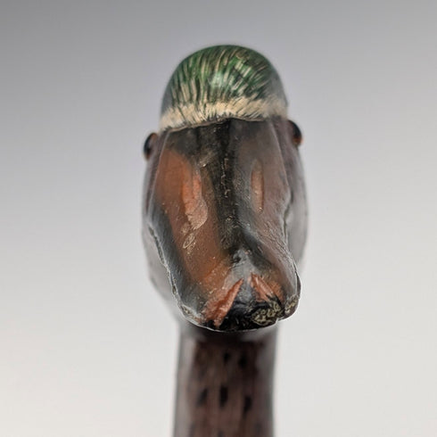 英国ヴィンテージ ねじれブラックシャフト 彩色ダッグヘッドハンドル ステッキ 94cm