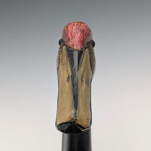 英国ヴィンテージ 極太ブラックシャフト 彩色ダッグヘッドハンドル ステッキ 94cm