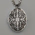 Colgante guardapelo ovalado de plata de ley vintage británica con cadena de plata de ley, 38g en total, CHC