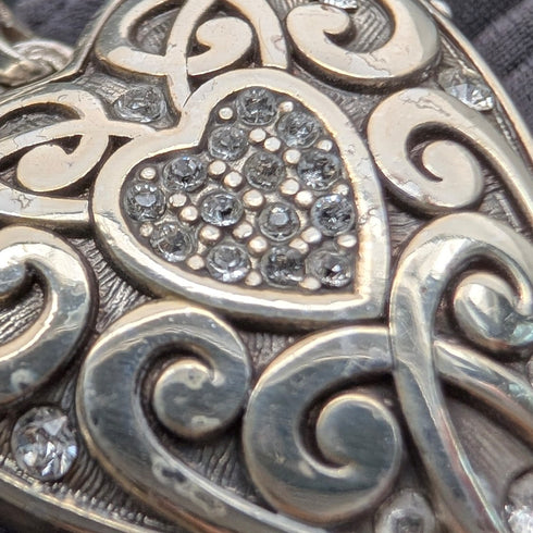 復古鍍銀心型小盒子吊飾和項鍊