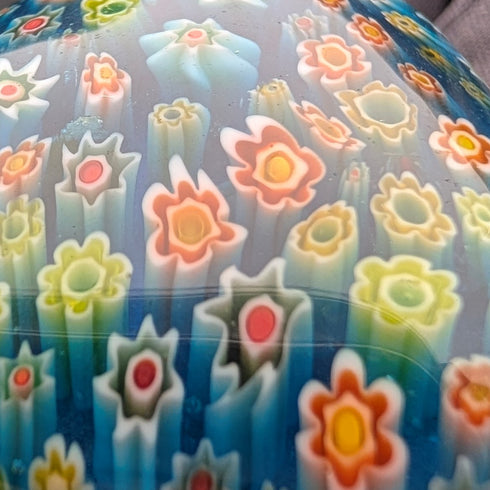 復古千花玻璃和純銀吊墜和純銀紅豆鏈項鍊,共 80 克