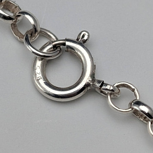 復古千花玻璃和純銀吊墜和純銀紅豆鏈項鍊,共 80 克