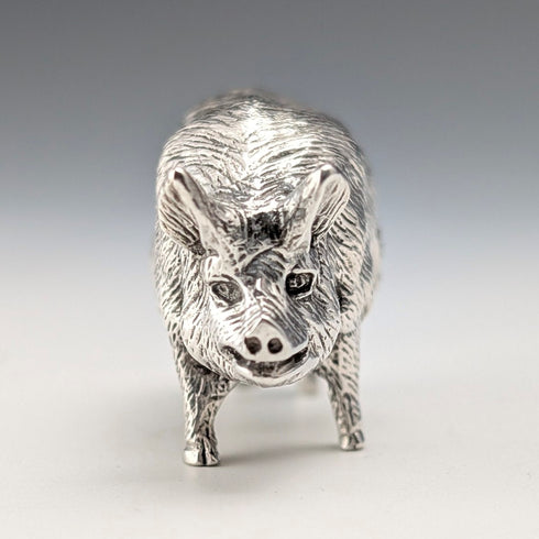 1999年 英国ヴィンテージ 純銀製 豚 ミニチュア フィギュリン 66g John Silvant&Marguerite Jones