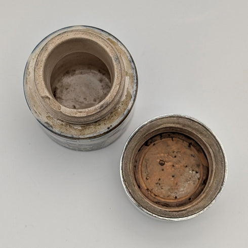 1893年 英国アンティーク 純銀蓋 伊万里柄セラミックボトルジャー Saunders&Shepherd