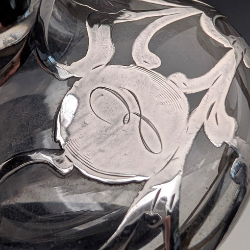 古董美國新藝術風格銀覆層玻璃香水瓶,Alvin