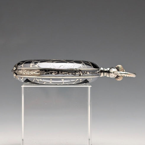 米国アンティーク 無銘 懐中時計 銀側ニエロ装飾 ハンターケース 動作良好