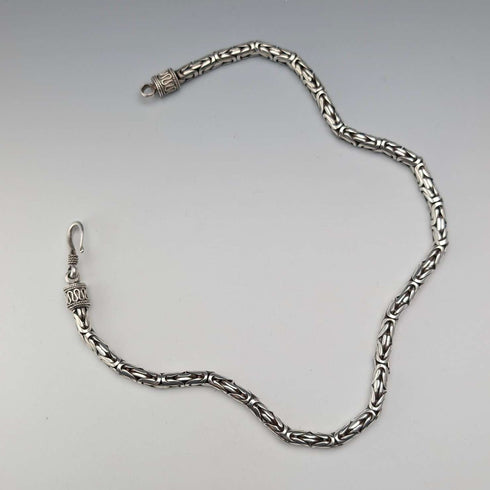 Vintage Sterling Silver Byzantine Chain Necklace, 46cm, 98g
