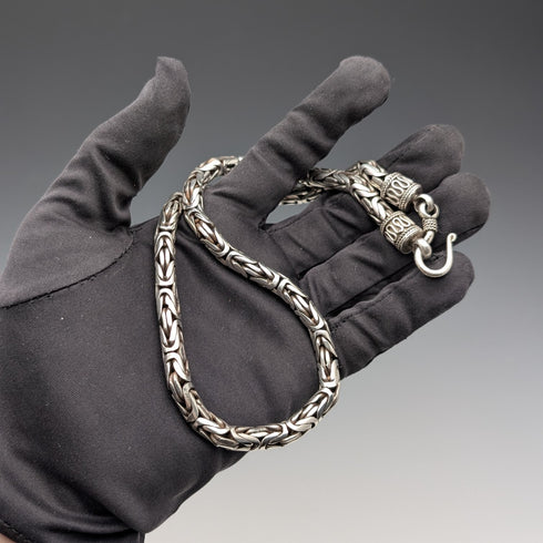 ヴィンテージ 純銀製 ビザンチンチェーン ネックレス 46cm 98g