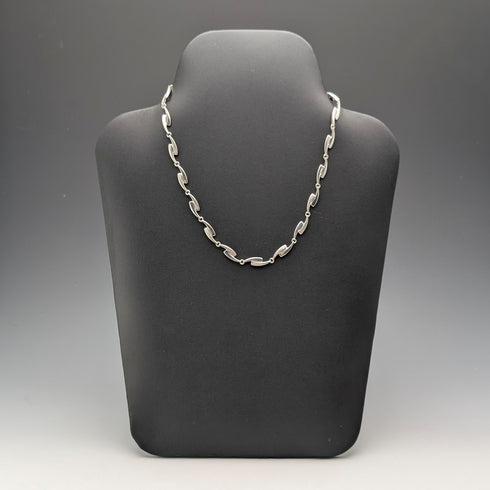 ヴィンテージ 純銀製 ファンシーリンクチェーン ネックレス42cm 23g FOSSIL