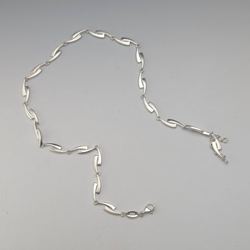 ヴィンテージ 純銀製 ファンシーリンクチェーン ネックレス42cm 23g FOSSIL