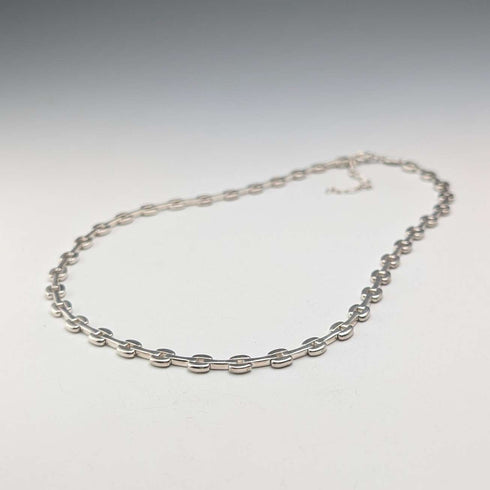 Vintage Sterling Silver Modernist Link Chain Necklace, 42cm, 28g, FOSSIL