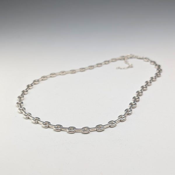 Vintage Sterling Silver Modernist Link Chain Necklace, 42cm, 28g, FOSSIL