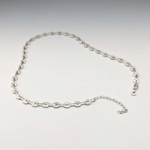 Vintage Sterling Silver Modernist Link Chain Necklace, 42cm, 28g, FOSSIL