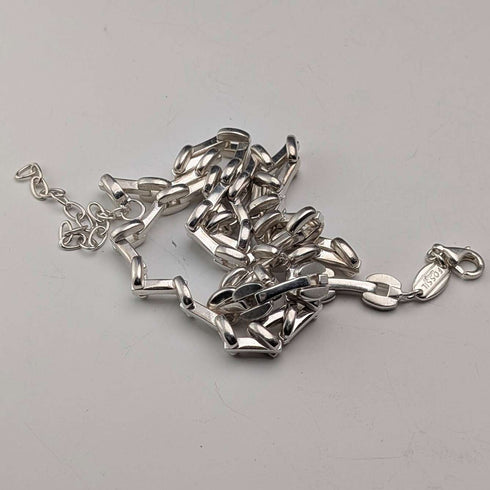 Vintage Sterling Silver Modernist Link Chain Necklace, 42cm, 28g, FOSSIL