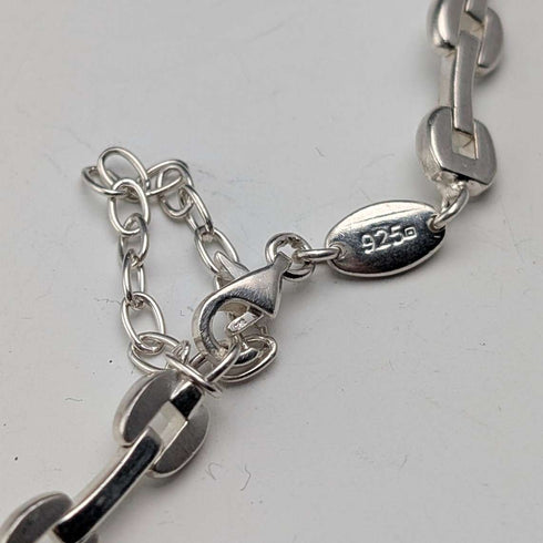 Vintage Sterling Silver Modernist Link Chain Necklace, 42cm, 28g, FOSSIL